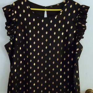 Plus Gilding Print Ruffle Sleeve Blouse